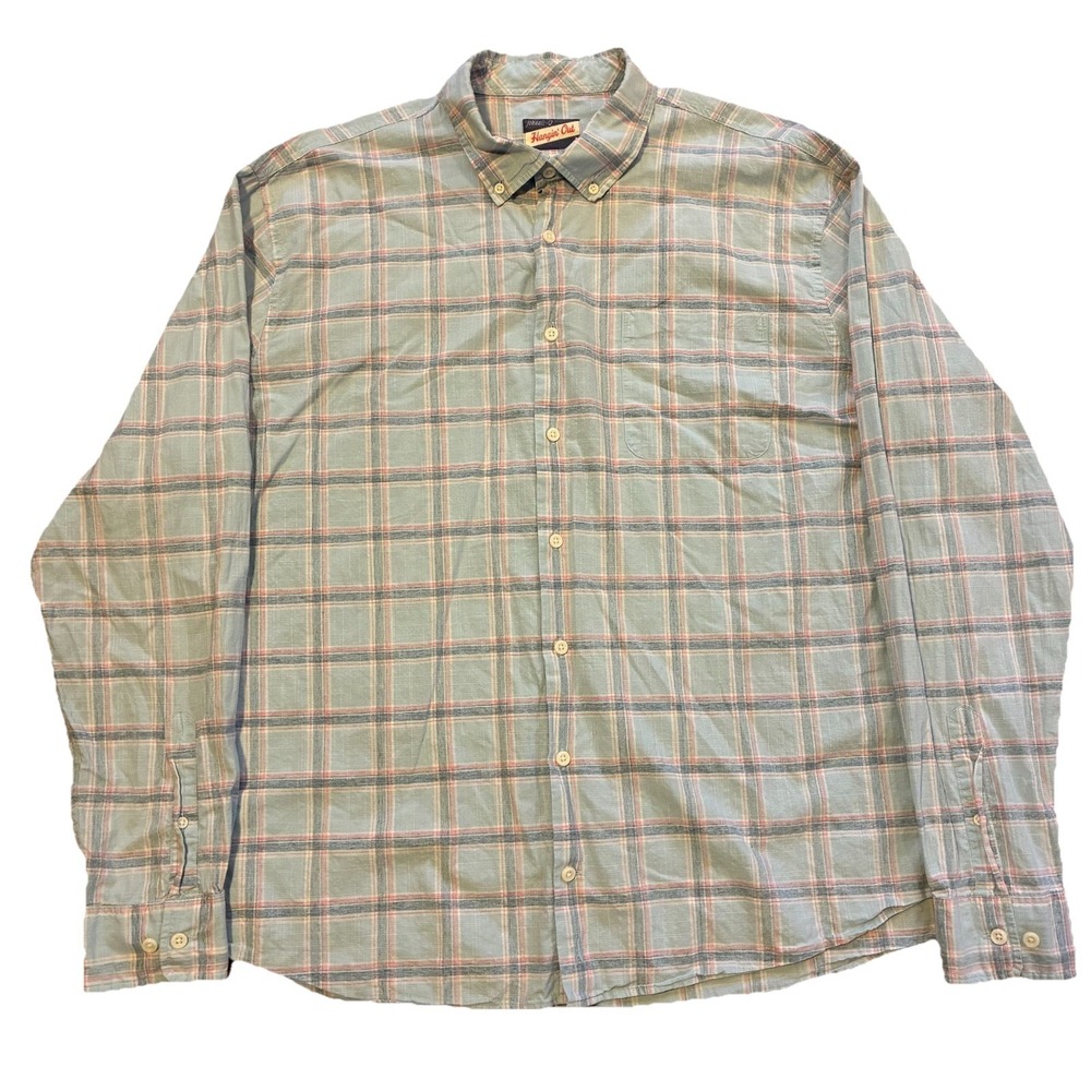 Johnnie-O Hangin' Out Button Down Shirt Men's 2XL Long Sleeve Blue Plaid Casual